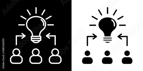 Social Innovation Icon Set in Outline and Glyph Style Vector Illustration