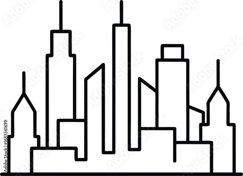 silhouettes of buildings Art & Illustration