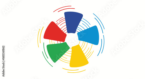 Vibrant abstract colorful spokes radiate outward creating dynamic motion and energy