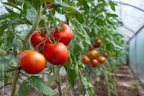 Wallpaper Mural Close tomatoes glow among green leaves, soft daylight and, fine hairs on stems reveal freshness, flavor, and careful cultivation natural. Torontodigital.ca