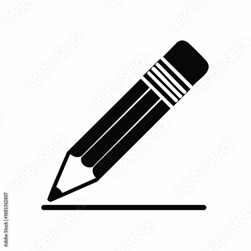 Pencil silhouette. This image shows a black pencil outline, a tool for writing and drawing. Vector clipart illustration design.
