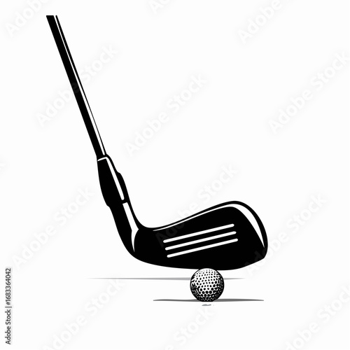 Golf putter silhouette. The image shows a black silhouette of a golf putter, a club used for short, precise strokes on the green. Vector clipart illustration design.