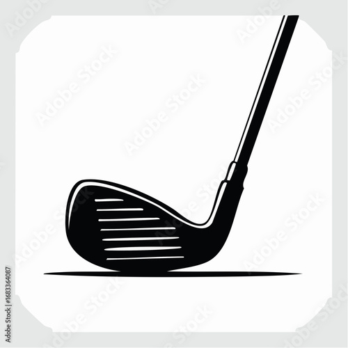 Golf putter silhouette. The image shows a black silhouette of a golf putter, a club used for short, precise strokes on the green. Vector clipart illustration design.