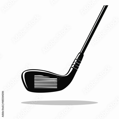 Golf putter silhouette. The image shows a black silhouette of a golf putter, a club used for short, precise strokes on the green. Vector clipart illustration design.