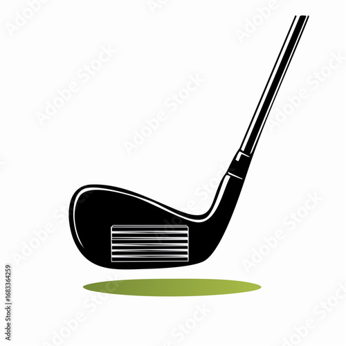 Golf putter silhouette. The image shows a black silhouette of a golf putter, a club used for short, precise strokes on the green. Vector clipart illustration design.