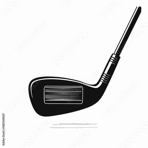 Golf putter silhouette. The image shows a black silhouette of a golf putter, a club used for short, precise strokes on the green. Vector clipart illustration design.