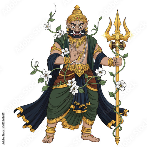 Yakshas and Yakshinis, an ancient mythology deity vector illustration