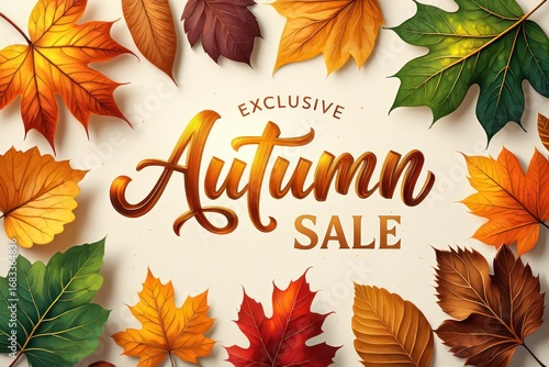 Festive Autumn Sale Announcement with Colorful Leaves
