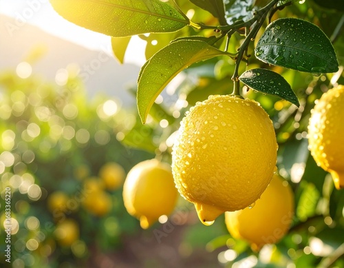 Bunch of lemons on a lemon tree