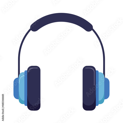 A vector illustration of a blue and darkblue headphone icon