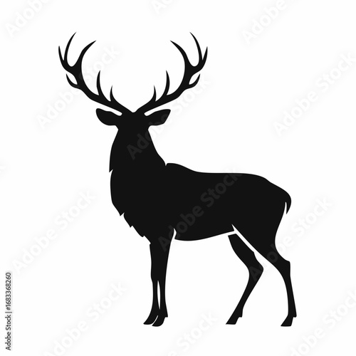 Red stag silhouette. This image shows a silhouette of a red stag, also known as a red deer, with prominent antlers. Vector clipart illustration design.