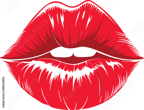 red lips isolated on white background Vector & Illustration