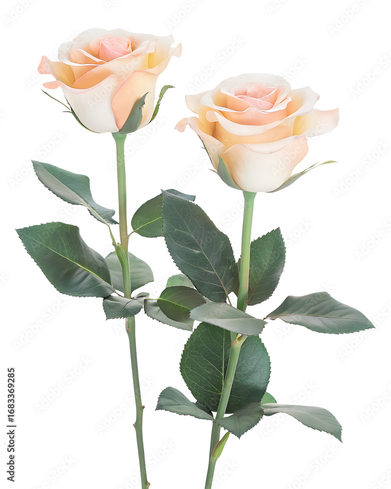 Obraz premium Isolated Two light pink Roses