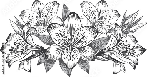 Delicate floral arrangement with detailed petals and leaves flowers botanical