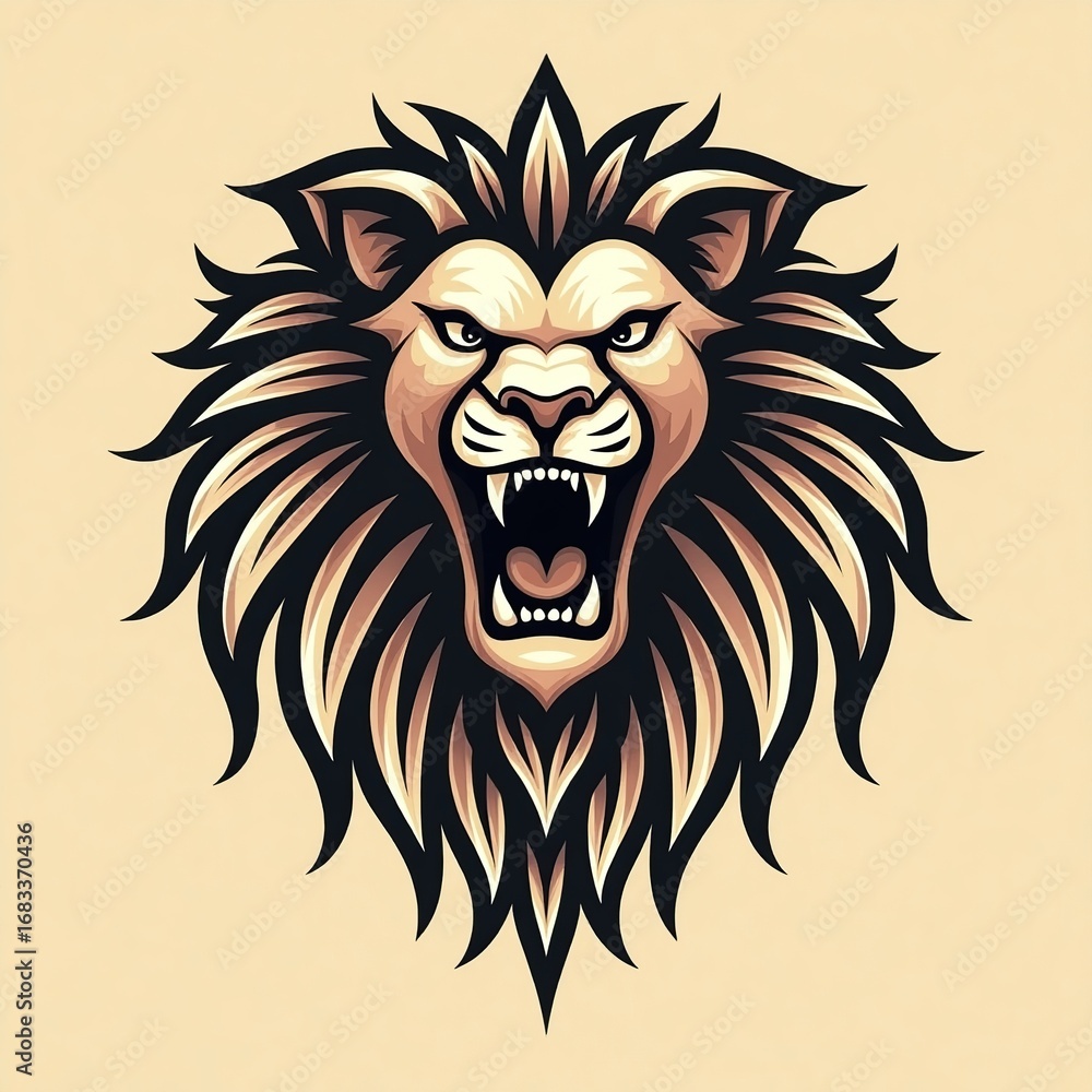 Fototapeta premium lion head roar mascot vintage