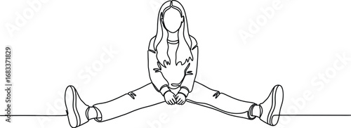 Young person practicing yoga split with serene focus