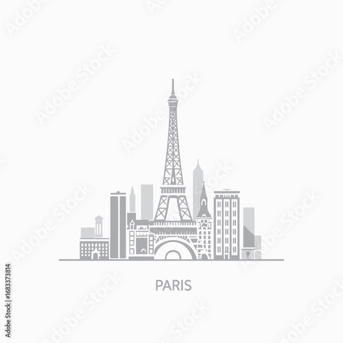 Vector illustration of the famous Eiffel Tower in Paris, a prominent symbol of French tourism and European architecture