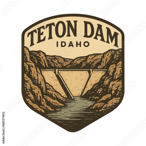 Vintage Libby Dam SVG, USA Dam Retro, Idaho reserve, vintage USA landscapes