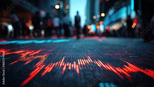 Fototapeta Naklejka Na Ścianę i Meble -  Night city street, financial data