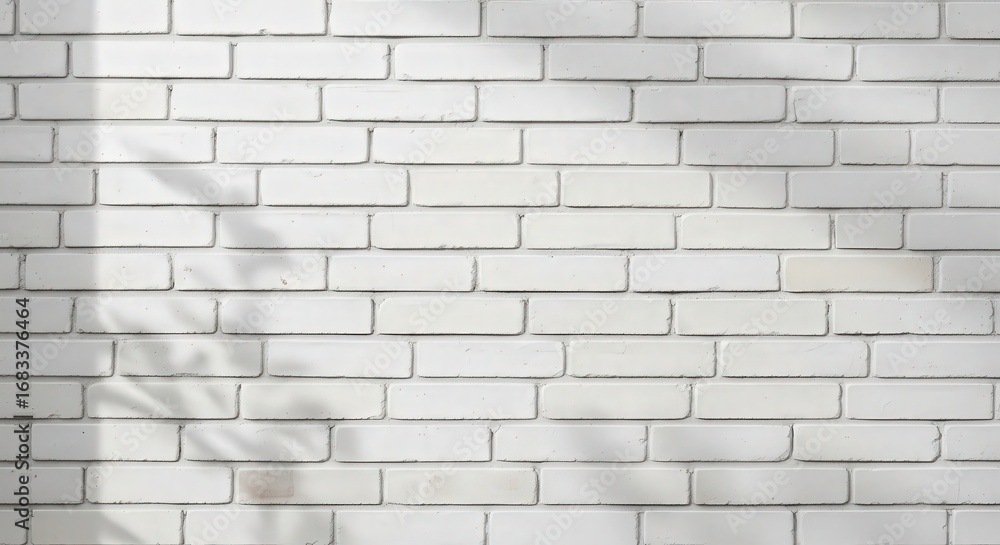 Fototapeta premium White Brick Wall with Shadows. Ai generation