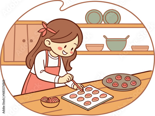 vector illustration of woman with pizza