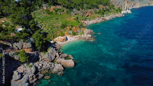 Flying my drone in Zogon Beach at Hvar Island, with turquoise water and relax vibe. 