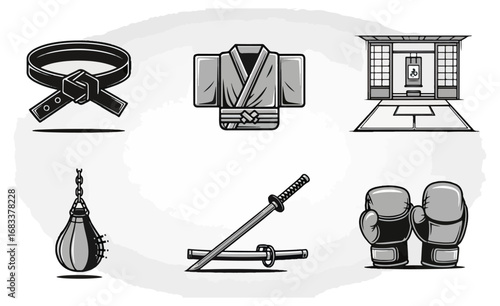 Martial arts equipment graphic illustration
