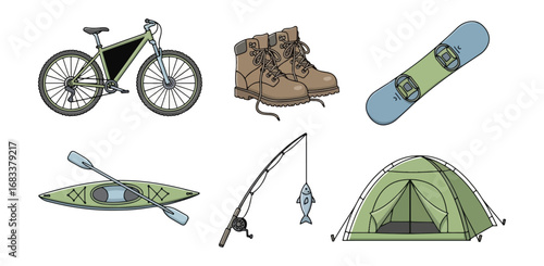 Outdoor recreation equipment illustration