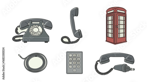 Collection of vintage telecommunication devices