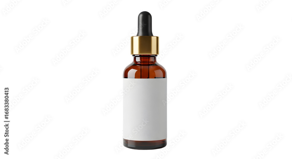 Naklejka premium Amber glass dropper bottle with blank label
