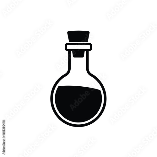 Black magic potion bottle icon liquid cork