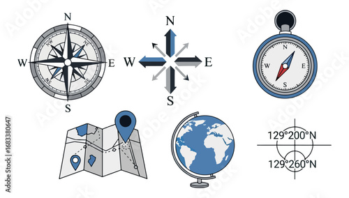 Navigational tools icons collection