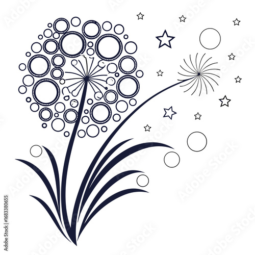 A simple burst of circles, a graphic for a sudden explosion of light and energy. Ideal for celebratory or abstract concepts.