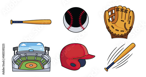 Baseball equipment illustration graphics