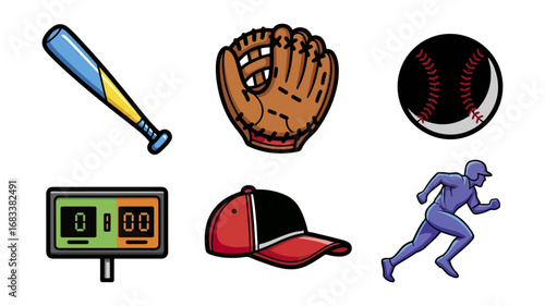 Baseball equipment set illustration