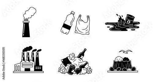 Pollution issues illustrations graphics