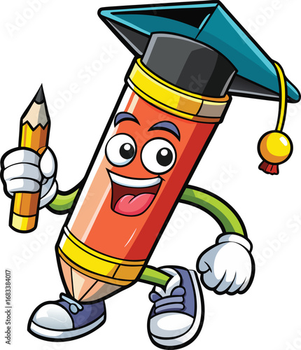 vector illustration of cartoon illustration of a man with pencil