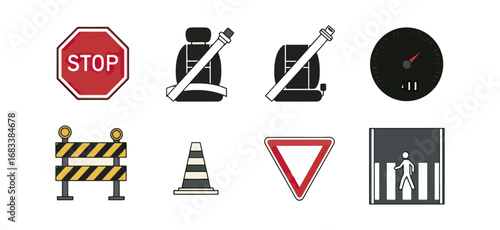 Traffic and safety icons collection