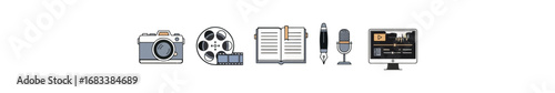 Content creation tools icons collection flat illustration