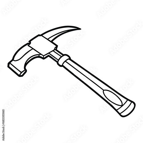 Silhouette of claw hammer isolated on a white background