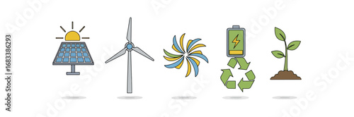 Renewable energy and sustainability icons