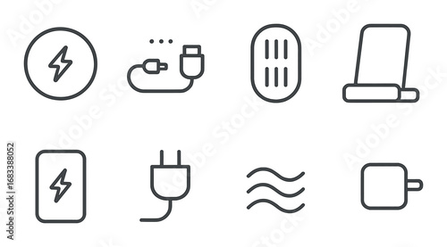 Minimalist wireless charging icons on textured background