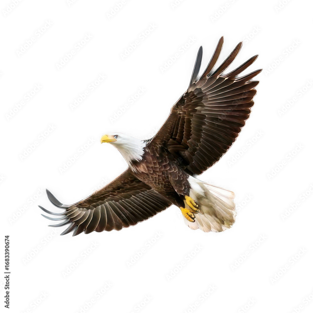 Fototapeta premium Bald Eagle in Flight, isolated on transparent background 