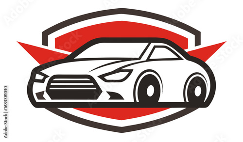 Flat and Minimal car logo vector illustration isolated on white background