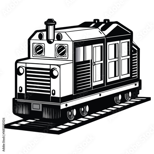 A unique design of an electric locomotive generator, representing power generation and onboard electricity. Ideal for technical diagrams on electrical systems.