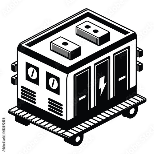 A unique design of an electric train inverter system, a key component for power conversion and efficiency. Ideal for engineering diagrams on electrical systems.