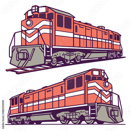 A design of a heavy-duty diesel locomotive, representing strength, durability, and industrial power. A strong, classic icon for freight and logistics.
