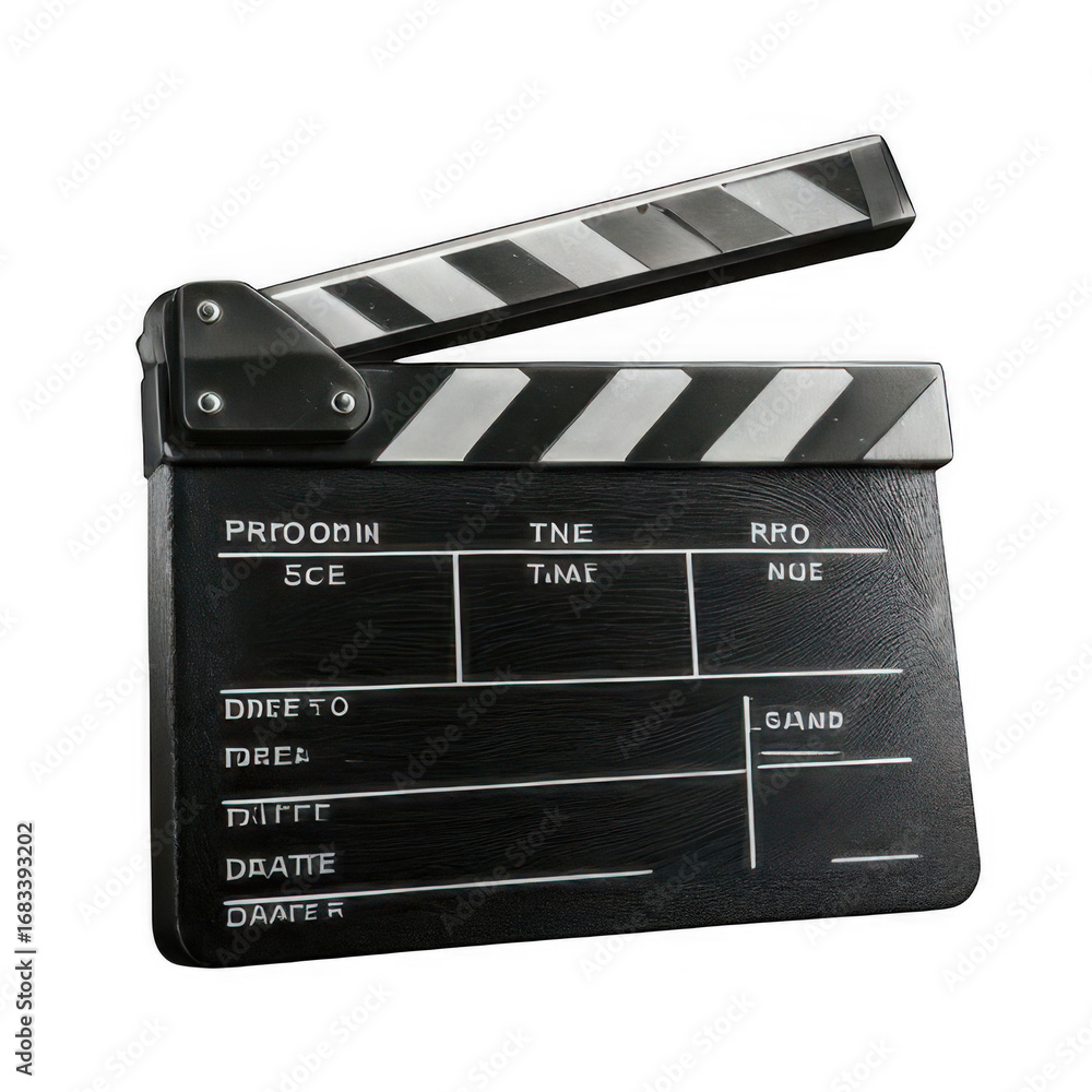 Obraz premium Movie Clapperboard 3d rendered, isolated on transparent background.