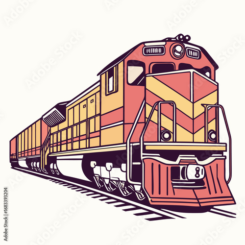 A design of a heavy freight diesel train, representing robustness and the transport of heavy goods. Ideal for projects related to commerce, industry, and logistics.