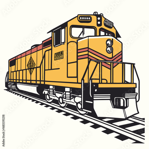 A design of a heavy freight diesel locomotive, a symbol of strength, power, and mass-scale transport. Perfect for logistics, shipping, or industrial applications.